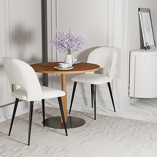 PIPIPOXER Esszimmerstühle 2er Set Esszimmerstuhl Wohnzimmerstuhl mit Rückenlehne,Küchenstuhl mit Sitzfläche aus Samtstoff und Schwarze Metallbeine