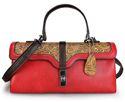 LETEULO Modische Vegan Leder Damen Handtasche mit großer Kapazität und abnehmbarem Schultergurt Elegant und vielseitig einsetzbar Rot