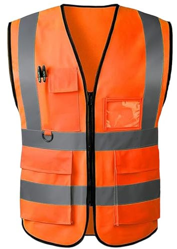 WLHGH Hochsichtbares reflektierendes Sicherheitsweste für Männer und Frauen - mit Taschen, Reißverschluss und reflektierenden Streifen - Bleiben Sie sicher und sichtbar…