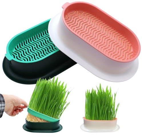 Piuluvor® 2 Stück Keimschale Katzengras Samen Pflanzschalen Kunststoff Keimschalen Hydroponik Seed Sprouter für Garten Home Office