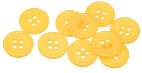 QUARKZMAN 10 Stück Knöpfe Große Nähknöpfe 5/8(15mm) Harz Kunststoffknöpfe Flach 4 Loch Rund Bastelknöpfe zum Nähen Bekleidung Jacke Hemden Mantel Blazer Stricken Kardigans, Gelb