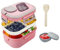 HNNJCK Bento Lunchbox mit Fächern, 2 Lagige Brotbox Vesperbox Brotdose Auslaufsicher Erwachsene, Salatbox To Go Brotzeitbox Snackbox Frühstücksbox Jausenbox Butterbrotdose Schule（Rosa）