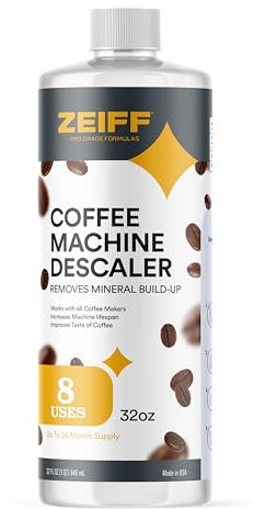 Zeiff Détartrant pour machine à café – 946 ml (8 utilisations) – Compatible avec Nespresso, Breville, Delonghi, Keurig Solution de détartrage pour machine à café et détartrant – Détartrant pour