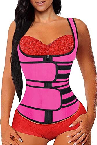 WEITING Taillenmieder Neopren Bauchweggürtel Damen Waist Trainer Gürtel Bauchgurt Fitnessgürtel Korsett Bauch Weg Gerät Schwitzgürtel Sauna Body Shaper Saunaanzug (Color : Pink, Size : XL)