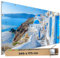 TRIOSK Große Motivplane Sichtschutz Zaunblende mit Motiv Küstenweg Santorini Griechenland Motivbanner Garten Deko Plane Blickdicht für Zaun Terrasse Gartenzaun Zaunplane PVC 340x173 cm