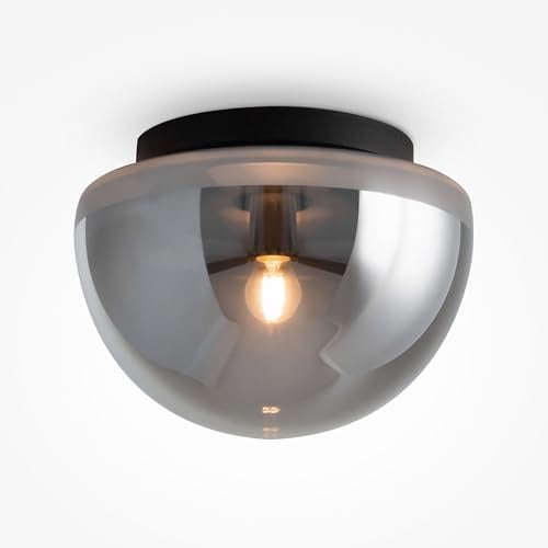 MAYTONI Plafonnier style vitreux ampoule E27 moderne 60 watts métal noir verre fumé K CRI pour salon, bureau, cuisine, café