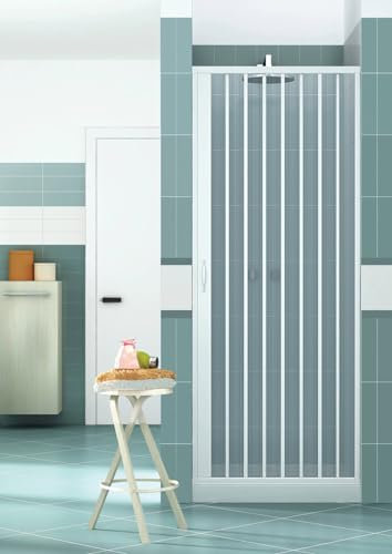 Porta Parete Doccia 130 cm 1 Anta a Soffietto in PVC H185 Vens Bianco