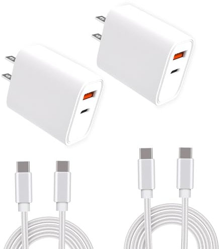 I Dual Port Fast Wall Charger - QC+PD 3.0 30W Power Adapter with 6ft Nylon USB-C Cable for iPhone Series 16/Series 15/iPad Pro/AirPods/Samsung Galaxy S24