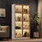 PUGSDRLY Armoire de Vitrine avec Lumières LED,Armoire Chambre avec Porte en Verre,Bibliotheque,Moderne Meubles de Rangement avec étagères pour Cuisine Salon et Bureau,Blanc (A)