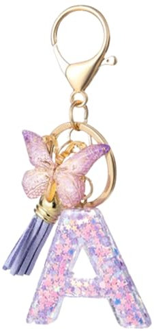 JchEnye Portachiavi a Farfalla Con Iniziali A per Ragazze - Alfabetico, Regalo per Signore