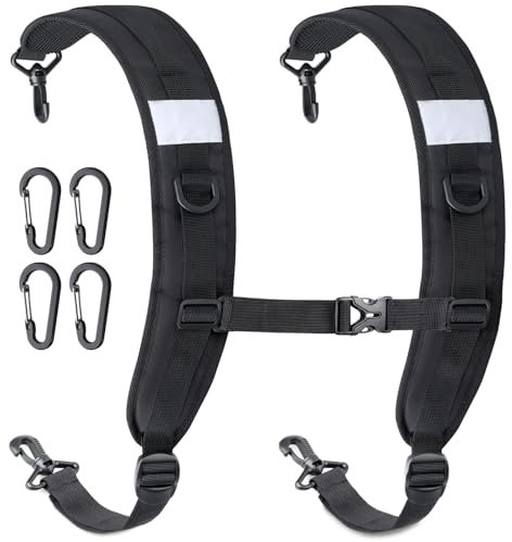 Pitozer Rucksackgurte, Rucksack-Schultergurt für Taschen, Ersatz, gepolsterter Taschengurt, verstellbare Rucksackbefestigung mit Metall-/Kunststoff-Clips für Rucksacksprüher/Trockentasche