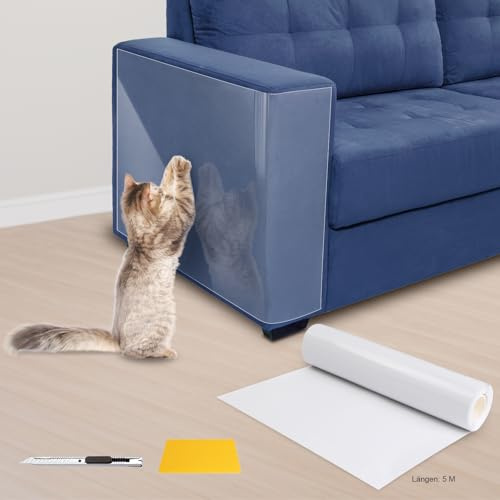 SDLDEER Kratzfolie Katzen Selbstklebend 30cm x 5m, Transparent Kratzschutz Sofa Katze Kratzschutzfolie Kratzschutz Wand für Möbel, Sofa, Couch, Tür, Wand Schutz