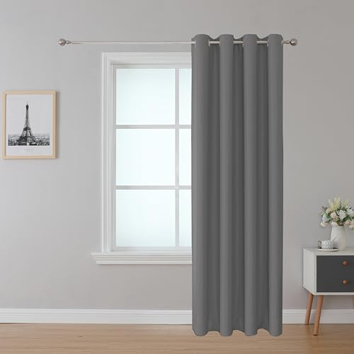 Upcortinassi Feuerhemmender Verdunkelungsvorhang, Ösen, NFPA 701-zertifiziert, schwer entflammbar, für Klassenzimmer/Schlafsaal, 1 Panel, Grau, 132 x 213 cm