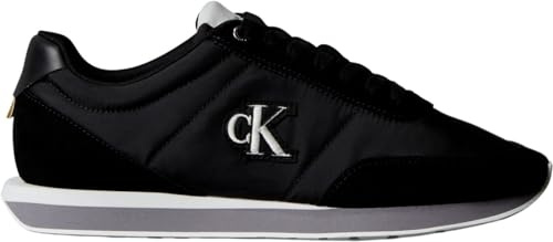 Calvin Klein Herren Retro Runner ESS Mix Mat Ym0ym01361Low Top, Schwarz Schwarz Stormfront Vaporous White, 43 1/3 EU