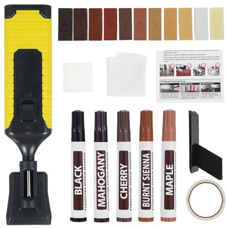 Laminat Reparaturset, 11 Farben Parkett Holz Hartwachs Vinylboden Reparaturset, Holzreparatur Set von Kratzern Flecken Rissen Löchern