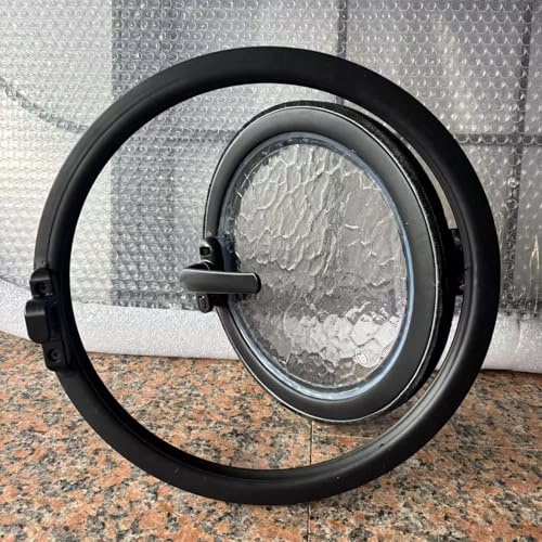 Finestra Rotonda 30/40/50 cm con Vetro Temperato Ondulato, Finestra Scorrevole da Interni, Oblò Tondo, Per Cucina, Bagno, Cantina o Pollaio(L40cm/15.7in)