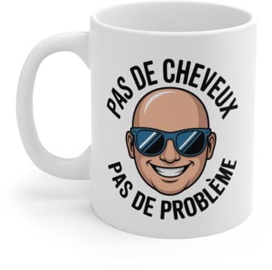 Teecustom Tasse Humour Chauve – Pas de Cheveux Pas de Problème – Cadeau Rigolo Calvitie Homme 325ml