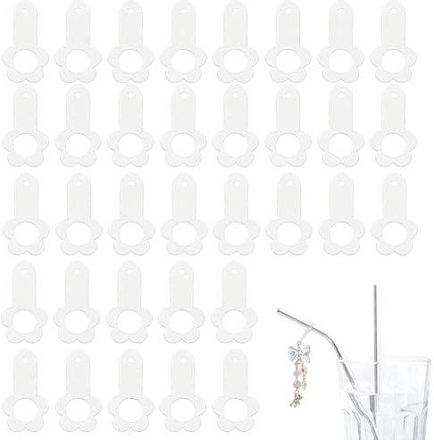 DELORIGIN 40 Stück Acryl Strohhalm Charm Rohlinge Mit Katzenkralle Transparente Strohhalm Topper Charm Zubehör Strohhalme Topper Anhänger Für Trinkbecher Strohkappen