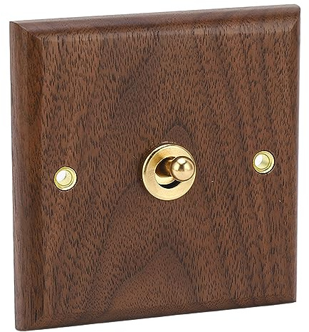 DEWIN Interruptor de Palanca de Nogal Decoración Antigua Interruptor de Palanca Retro Interruptor de Alternancia Retro con Panel de Pared de Nogal de Madera Hecha a Mano