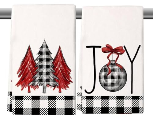 LOMYLM 2STK Weihnachten Geschirrtücher, Weihnachtsdeko Innen Küchentücher | Grün Weiß, Merry Christmas Geschirrtuch Weihnachtsbaum Schneeflocken Deko Weihnachten Tischdeko Geschirr Reinigungsmittel