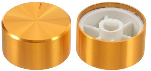 2 Stück Drehknopf 6mm Kunststoff Gold für Potentiometer und Dimmer | Drehknopf Achse Potentiometer, Knopf Aufsatz Potentiometer, Potentiometer Regler Knöpfe, Verstärkerknöpfe