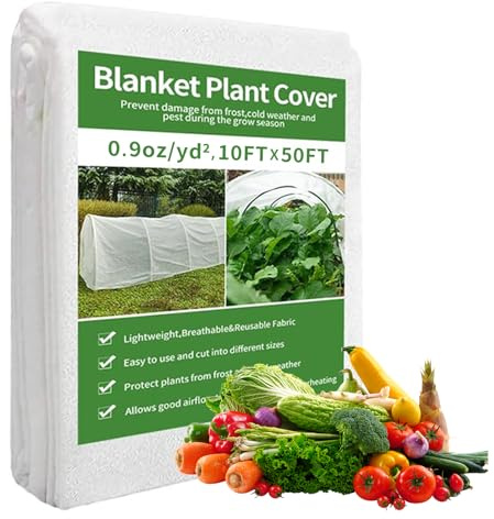 Fieltro de invierno para plantas, protección contra heladas, 2 x 10 m, fieltro permeable al agua, fieltro para jardín contra el frío y el viento, transpirable y resistente a los rayos UV, protección