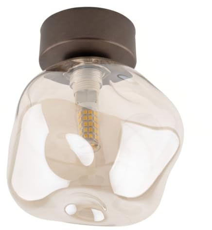 Licht-Erlebnisse Deckenlampe Braun Cognac Metall Glas G9 außergewöhnlich stylisch dekorativ L:17 cm elegante Deckenleuchte Wohnzimmer