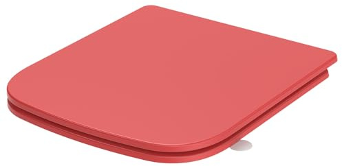 SREWOHS PRO WC Sitz mit Absenkautomatik Q-Form Eckig aus Duroplast, Rot | Toilettendeckel mit Schnellverschluss & Deckelheber, Softclose Klobrille, abnehmbar & pflegeleicht, 423 x 361 mm