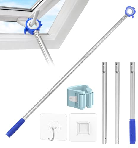 Teleskopstange Dachfenster Bedienstange Dachfenster Öffner Fensteröffner Teleskop Bedienungsstange Edelstahl Fenstergriff Verlängerung zum Öffnen für Velux Dachfenster und Rollos