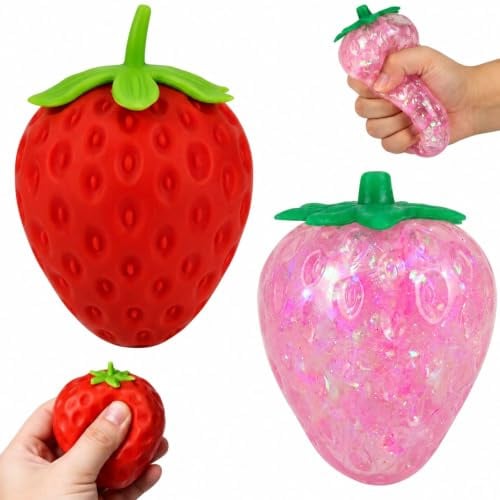 CPRNQY 2 Stück Squishy Erdbeere, Strawberry Squishy, Attraktive Dekoration für Zuhause und Büro, Für Squishies Liebhaber und Erdbeerenfans