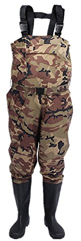 TentHome wasserdichte Wathose Nylon Anglerhose Dicke Bis Brust Watstiefel Camouflage Waders Verschleißfest Teichhose mit integrierten Stiefeln und Gürtel Gr.38-45 (41)
