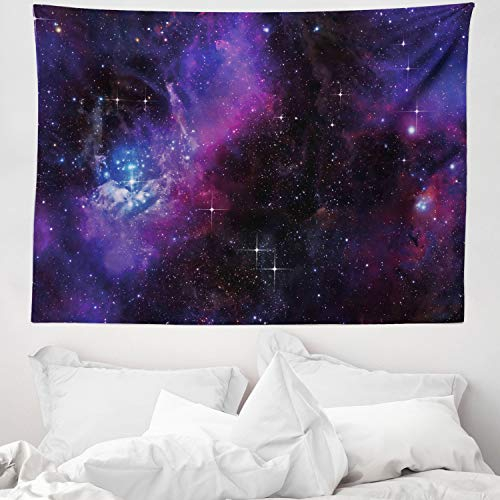 ABAKUHAUS Weltraum Wandteppich, Nebula Dunkle Galaxie Sterne aus Weiches Mikrofaser Stoff Waschbar ohne Verblassen Digitaldruck, 150 x 110 cm, Magenta Blau