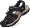 FLARUT Sandalen Herren Outdoorsandalen Sommer Wanderschuhe Trekkingsandalen Leder Strand Wandersandale Laufschuhe Lässige Sneaker Sportsandalen(schwarz,39)