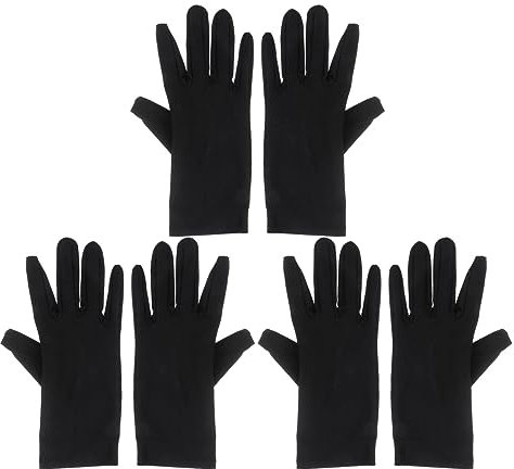 Minkissy Baumwollarbeitshandschuhe Stoff Servierhandschuhe Schutzprüfhandschuhe Inspektionshandschuhe Mehrzweckschutzhandschuhe für Münzschmuck Archivleistungszubehör 3 Paar (Schwarz)