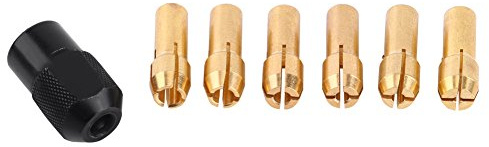 Collet Nut Kit 6pcs Brass Collet Chuck Sleeves with M8*0.75mm Black Cap Fits Rotary Tools 1mm-3.2mm Grasp Capacity Range Collet Chuck Sleeves for Home Application