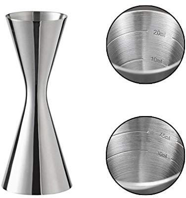 Messbecher aus Edelstahl, PTN Eingebaute Waage für Cocktails, Silver Professional Bartender Drinks Messbecher 30 ml x 60 ml
