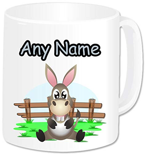 Personalised Gifts - Farm Animal Donkey Mug Coffee Tea Cup with Name - Novelty Birthday Christmas Gifts for Kids Women Men