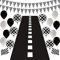 Rennauto Party Geschenk Set inklusive 9,8 Feet Lang Rennauto Boden und 6,6 Feet Wimpel Banner und 2 Stücke Schwarz Weiß Karierte Flagge mit 16 Stücke Ballon Party Zubehör für Party Dekor