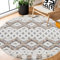 payé Teppich Rund - Hochflor - 160x160cm - Ethno - Skandinavisch - Pastell Cream Multi - Modern Raute Muster - Flauschig - Wohnteppich Schlafzimmer Dekoration