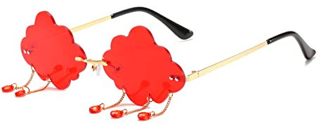 YUELUQU Vintage Fashion Lustige Festival Sonnenbrille Metall Rahmenlos Damen Herren Punk Party Brille (Wolkenrot)