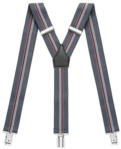 Sencillo Herren Hosenträger mit Starken Clips Y-Form Grau Muster