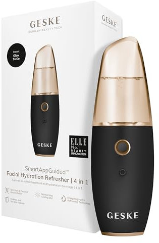 GESKE | SmartAppGuided™ Facial Hydration Refresher | 4 en 1 | Pulverizador | Vaporizador | Aspersión de agua | Bruma facial | Dispositivo de limpieza facial | Cosméticos | Brillo Natural