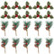 16 Stück Künstliche Tannenzweige mit Tannenzapfen Beerenzweige＆Rot Holly Beeren Künstliche Tannenzweige Beeren Zweige für Weihnachtsblumen Kränze Urlaubsdekorationen