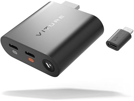 VITURE HDMI XR-Adapter für iPhone 14 & frühere Modelle, ermöglicht MultiScreen/verbesserte 3DoF/VR-Videos,2,8 Stunden Batterielaufzeit, Laden während des Spielens, Direkt auf PS/Xbx/konsolen