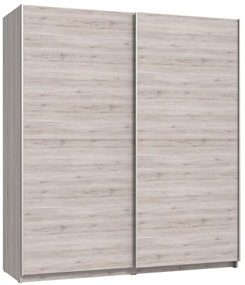 Forte WINNER Schrank 170, Kleiderschrank, Schwebetürenschrank Modern Schlafzimmer 2-türig mit Einlegeböden und Kleiderstange, Holzdekor: Sandeiche, 170 cm breit x190,5 cm hoch x 61 cm tief