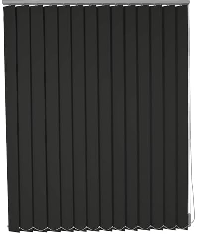 Schwarz Vertikaljalousie Lamellenvorhang Raumverdunkelnd Sichtschutz Sonnenschutz Lamellen Jalousien Blendschutz Schiebevorhang für Tür Fenster,Anpassbare Farbe,Breite x Höhe (170cm x 260cm)