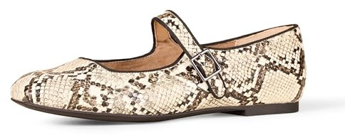Amazon Essentials Women's Mary Jane Ballet Flats, Snake Faux Leather, 8 UK