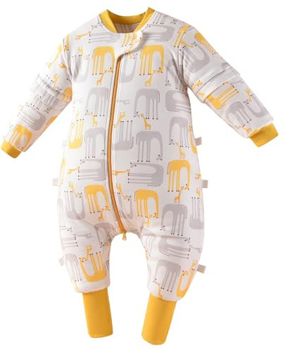 Chilsuessy Baby Schlafsack mit Beinen Warm gefüttert Winter Langarm Winterschlafsack mit Füssen Baby Schlafsack mit Füßen, Elefant/1.5 Tog, 100cm/Baby Höhe 105-115cm