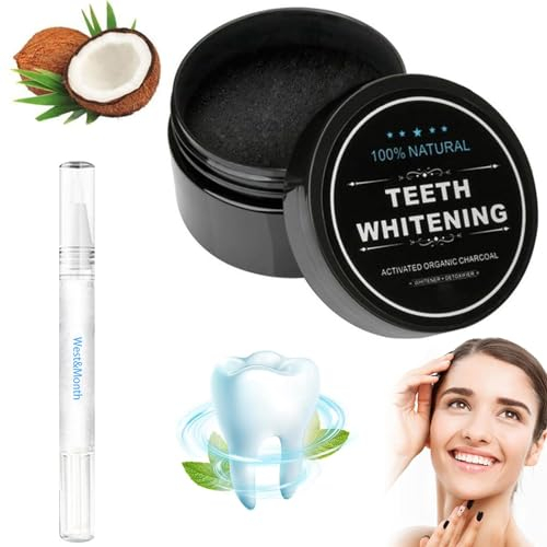 Roinaid 2 Stück Zahnweiss Pulver Teeth Whitening ZäHne Aufhellen Aufhellung Von Kokosnussschalen Zahnpulver WeißE ZäHne WeißE ZäHne Zahnaufhellungsstift WeißE ZäHne
