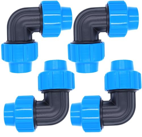 AIMEKE® 4 Stück PE Rohr 20mm Verschraubung PP Fitting Winkel 90 Grad Klemmverbinder Kunststoff PP Kupplung für PE80 PE100 Rohren – Innen- und Außeninstallationen